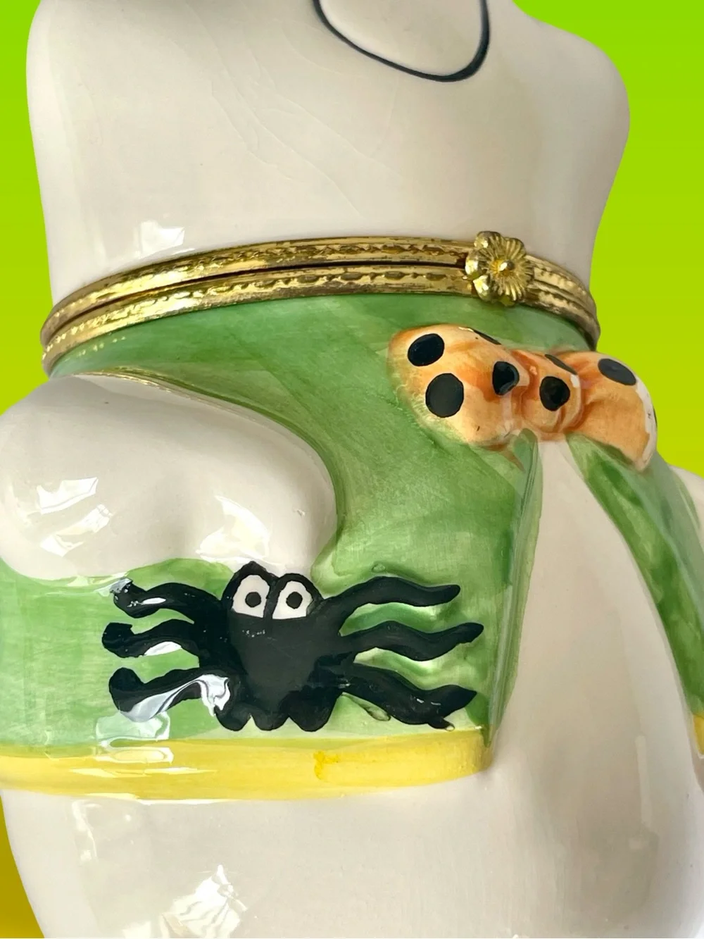 1999 WCL Ceramic Ghost Hinged Trinket Box Halloween Decor, Candy Corn, Spider